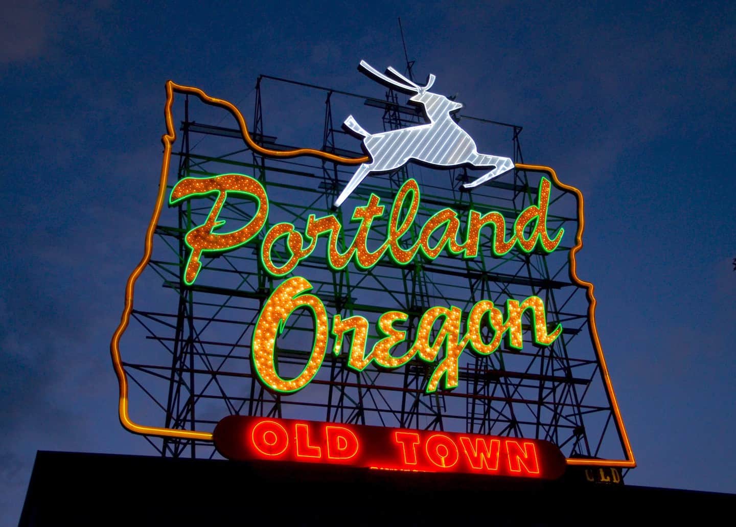 Portland's White Stag sign. Photo by Steve Morgan.