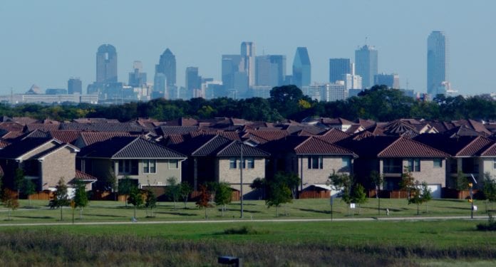 Dallas skyline and suburbs.