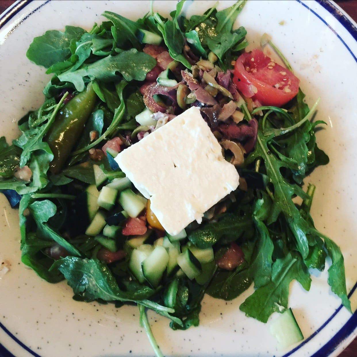 The Enos Greek salad from Eno's Pizza Tavern. Photo by Kelsey Corban.