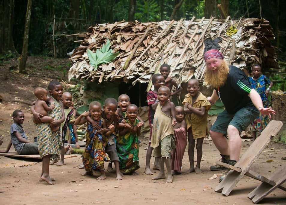 Justin Wren with Pygmy children.
