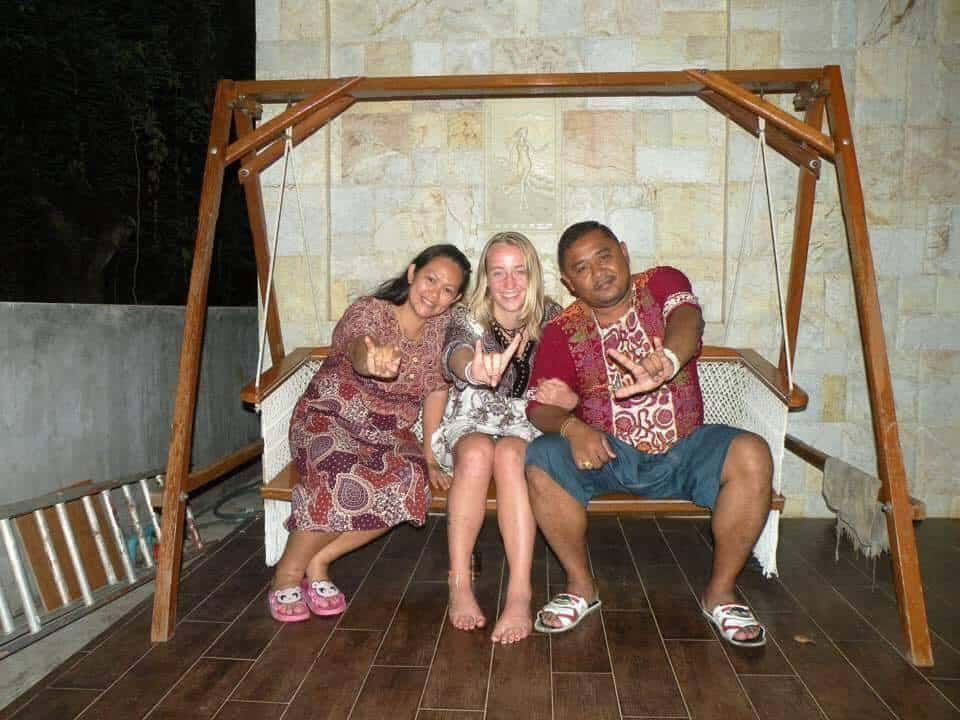 Ashely Lipasek with her host family.