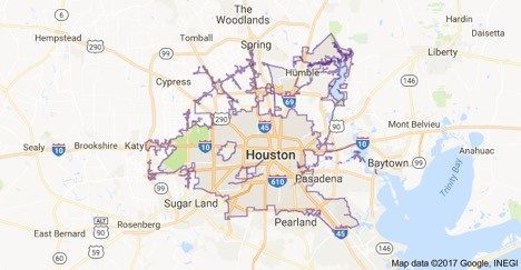 Map of Houston. Google map. Houston neighborhoods.