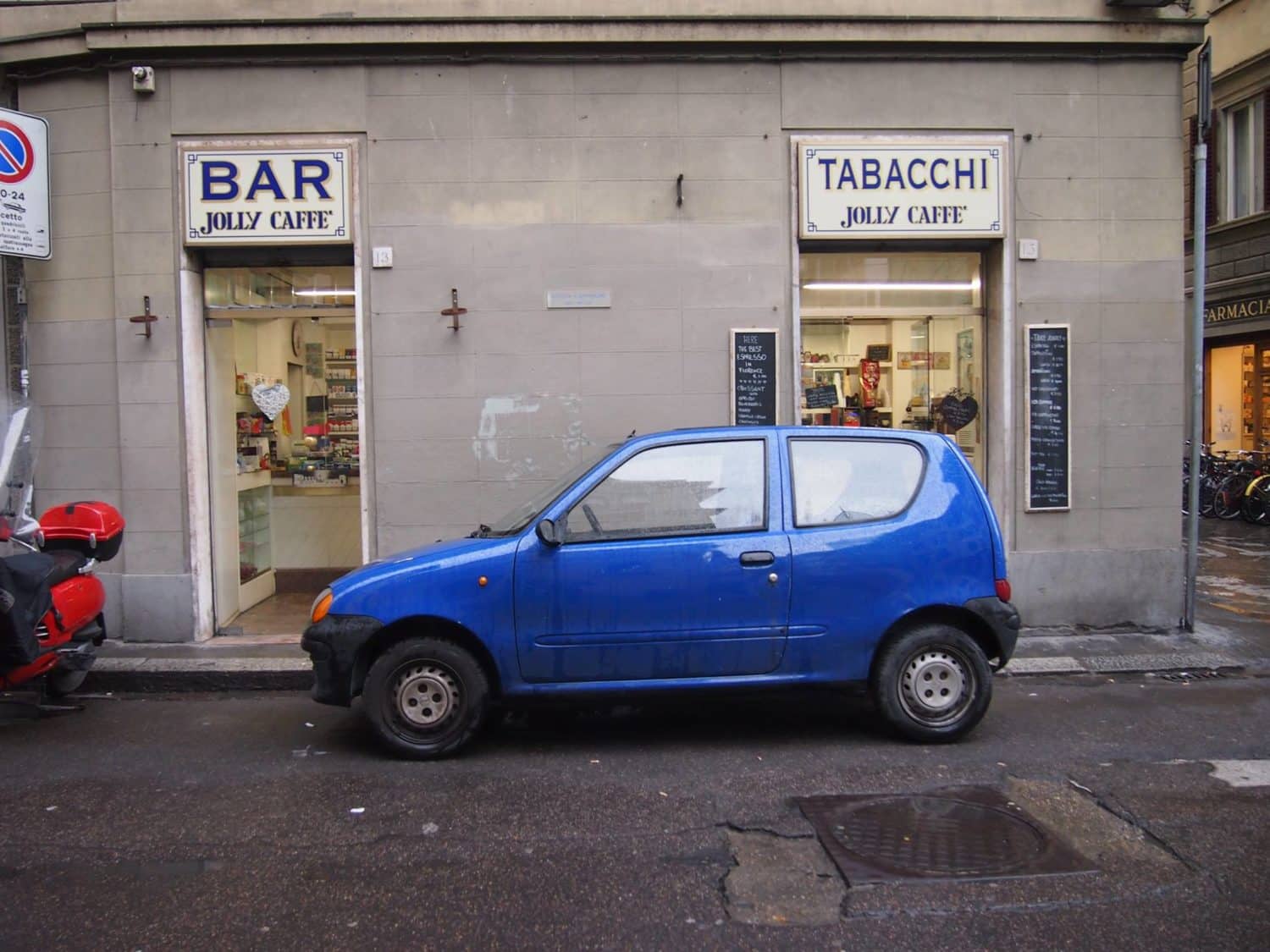 A car in the streets of Florence, Italy.