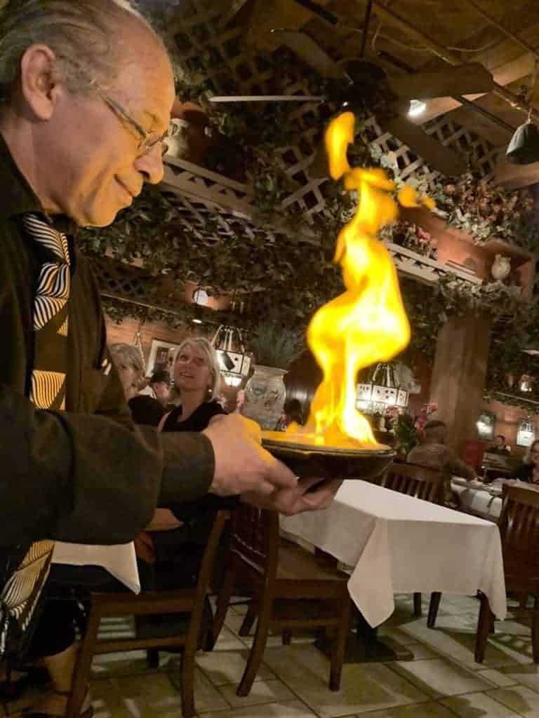 Flambé at a restaurant.