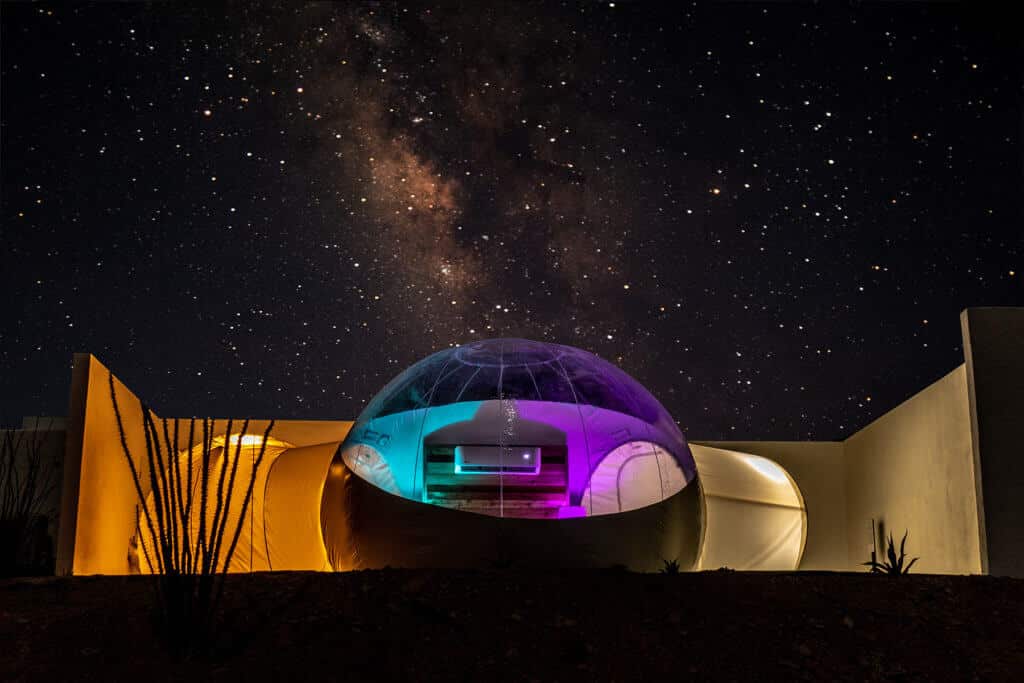 Bubble tent at night, Basecamp Terlingua.