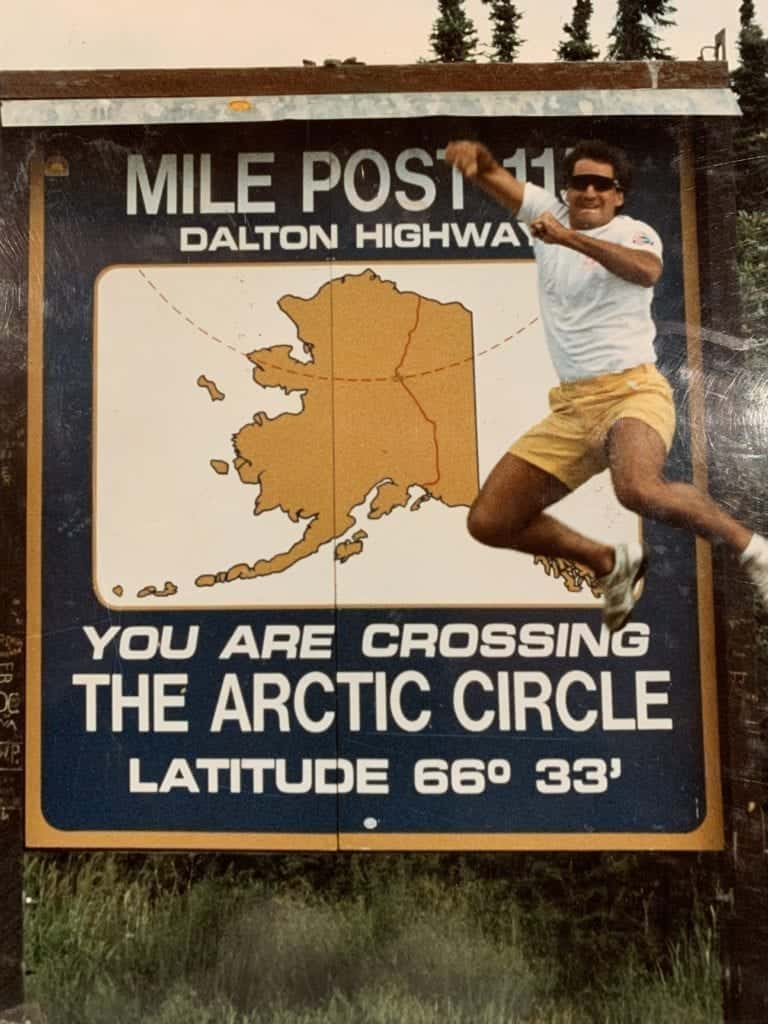 The author crossing the Arctic Circle in Alaska during his quest to visit every county in America.