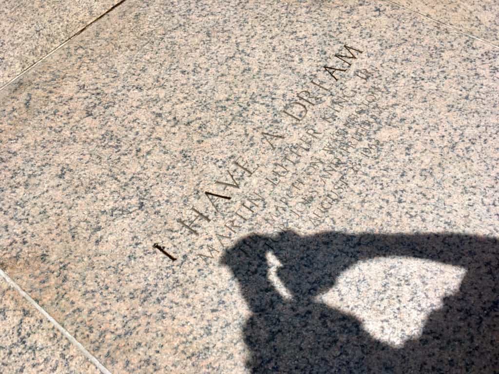 Carving marking the spot of Martin Luther King, Jr.'s "I Have a Dream" speech, given August 28, 1963, outside the Lincoln Memorial in Washington, DC.