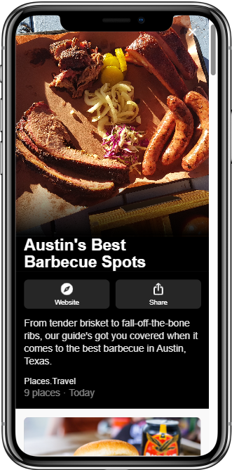 A tray of assorted barbecue meats, pickles, and coleslaw viewed from above, featured in an article about Austin’s best barbecue spots.